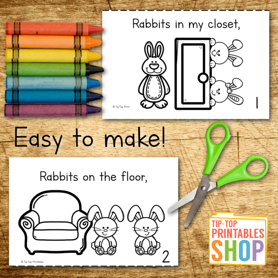 Too Many Rabbits Emergent Reader – The Tip-Top Printables Shop